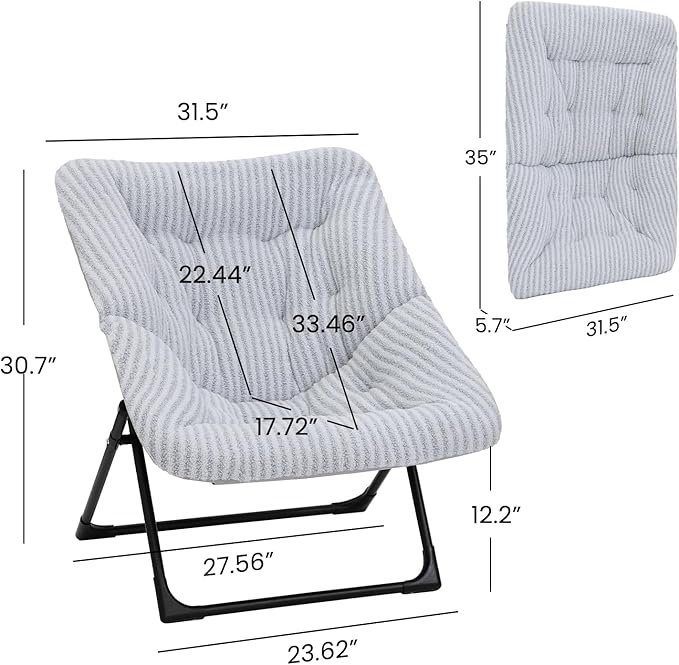 Comfy Saucer Chair for Adults, Soft Faux Fur Bedroom Chair, Accent Dorm Chairs