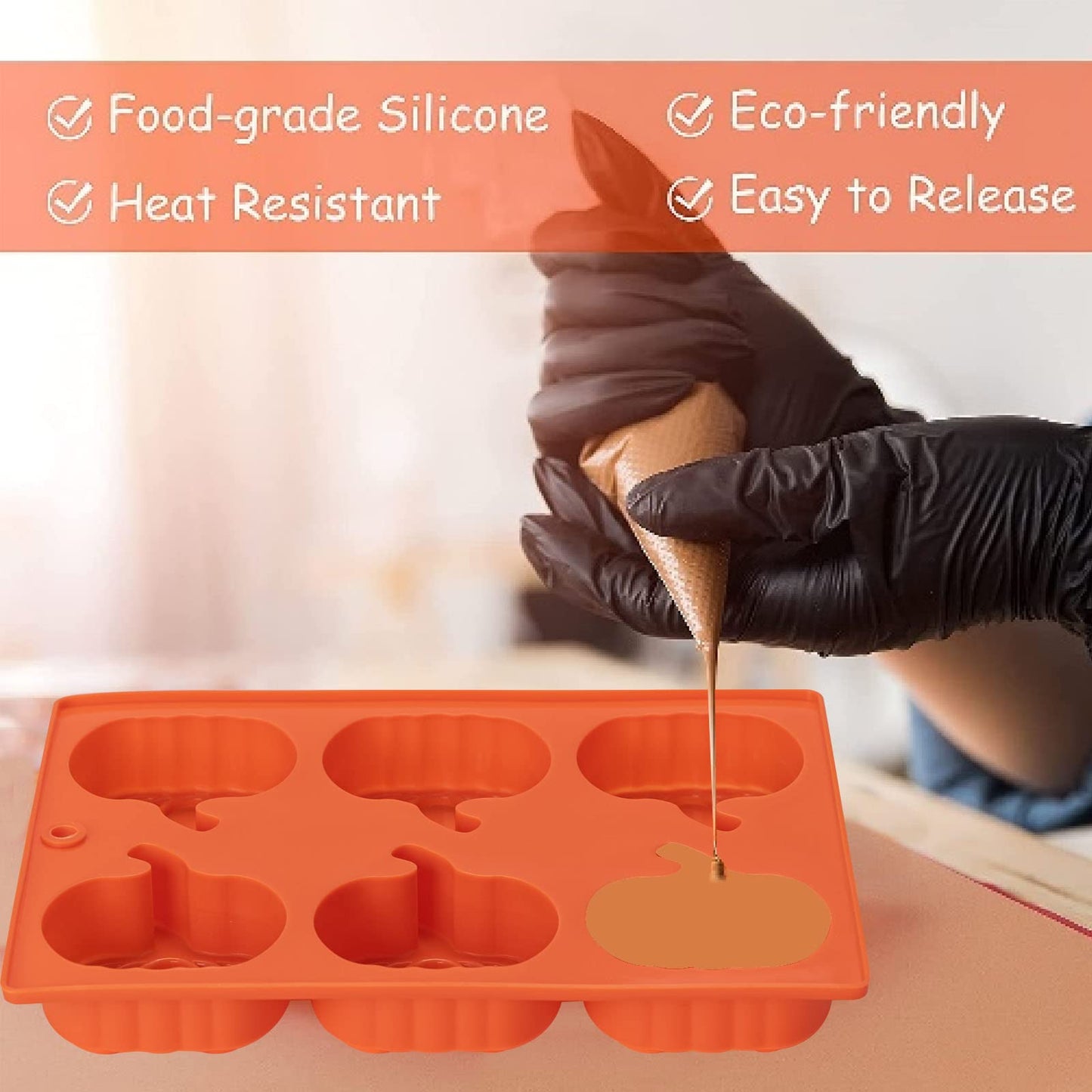 Pumpkin Muffin Mold 3 Pack Pumpkin Cake Pan Silicone Molds, Mini Cake Trays Thanksgiving Halloween Baking Molds Cupcake Pan Hot Chocolate Bomb Mold for Thanksgiving Fall Baking
