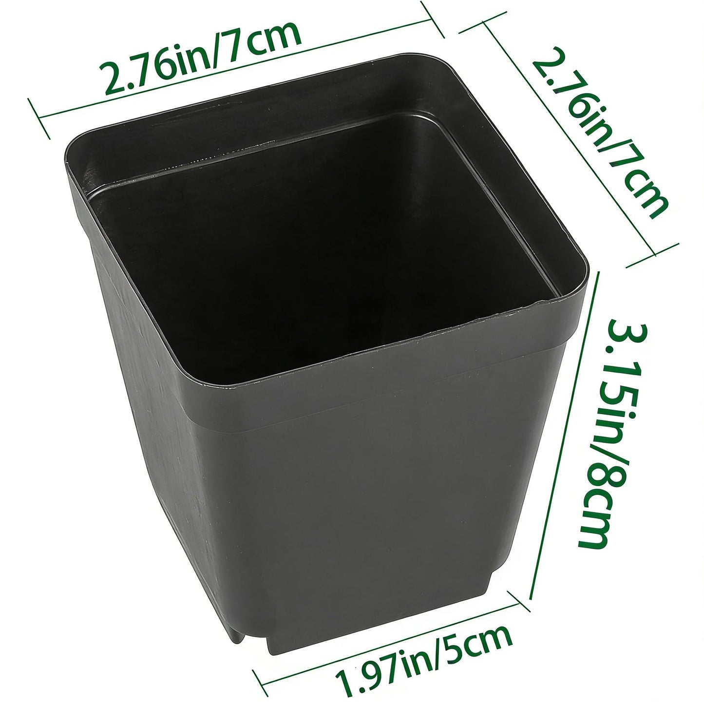 HAKZEON 120 PCS 3.15 Inch Plastic Nursery Pot, Square Plant Pot with Drainage Holes, Small Plant Flower Starting Pots, Balck Deep Starter Container for Flower Planter Seedlings, Succulents