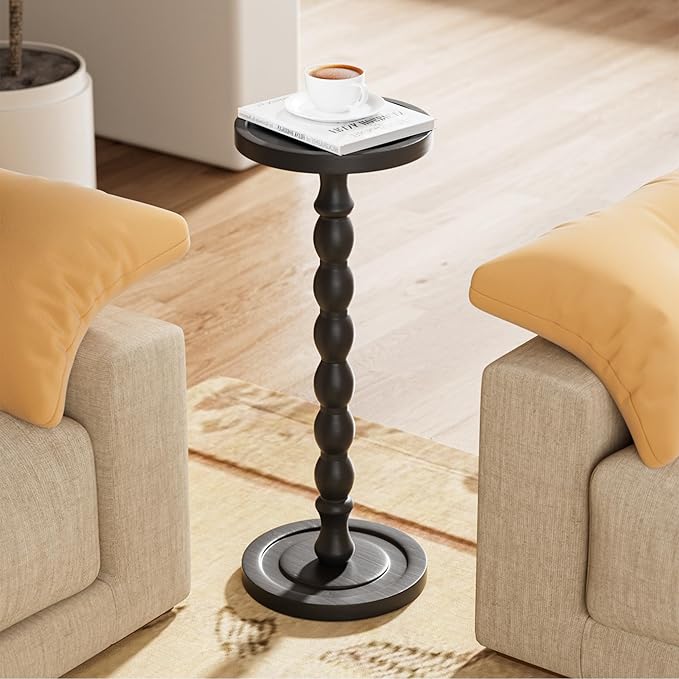 Rubber Wood‌ Small Side Table, Solid Wood‌ Round End Tables