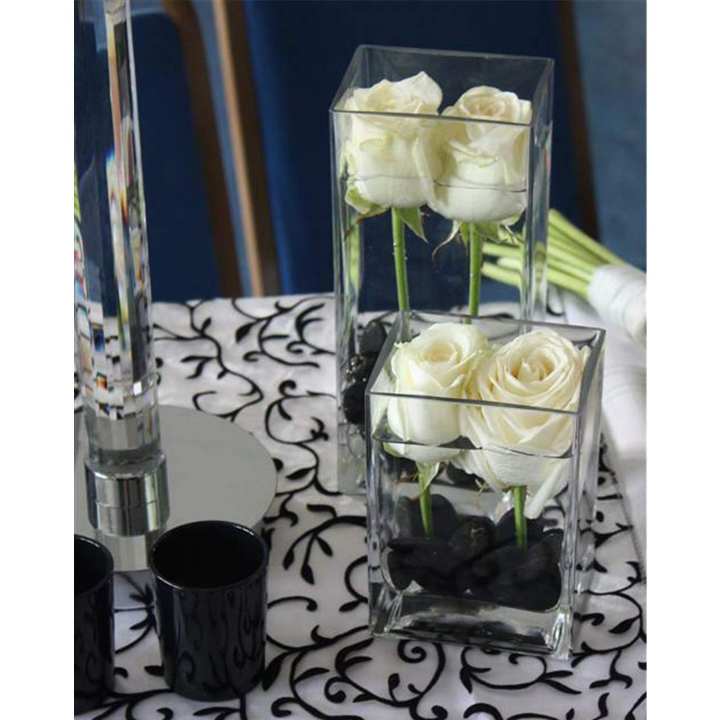 WGV Rectangle Block Vase, Length 6", Width 4", Height 6", Clear Floral Bouquet Glass Container, Fish Tank, Planter Terrarium for Wedding Party Event, Home Office Decor, 1 Piece