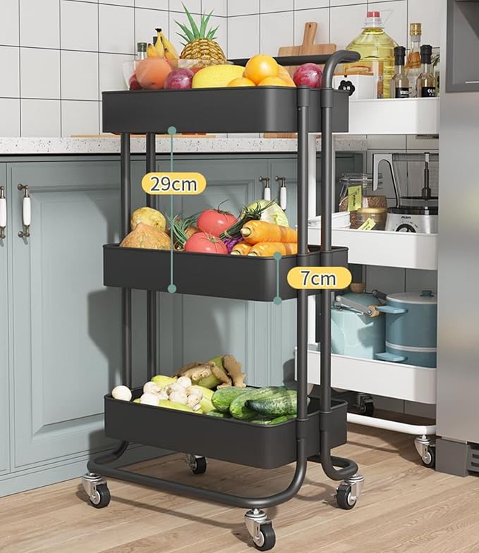 Sooyee 3 Tier Utility Cart, Rolling Cart