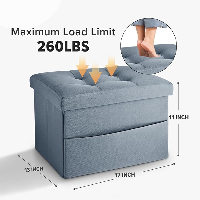 LINMAGCO Storage Ottoman Folding Foot Stool Ottoman