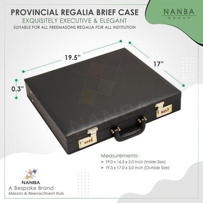 Premium Masonic Regalia Apron Provincial Briefcase – Black Imitation Leather Hard Case with Gold Locks | Freemason Bags & Storage Cases (Provincial)