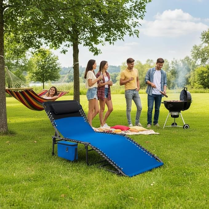 Outdoor Chaise Lounge Chair, Folding Tanning Chair