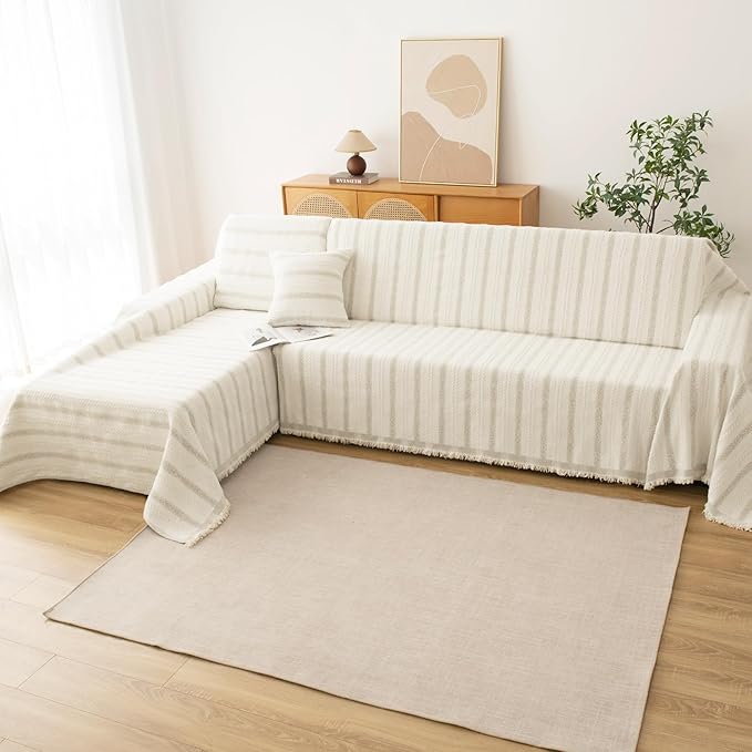 Couch Cover for Dogs, Boho Sofa Covers for 3 Cushion Couch, Chenille Sofa