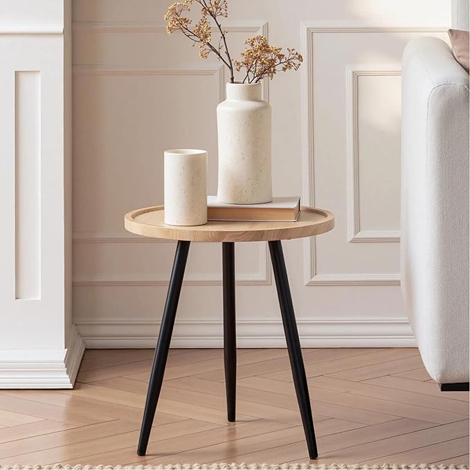 VECELO Modern Side Table, Round Small End Table, Exclusively Designed