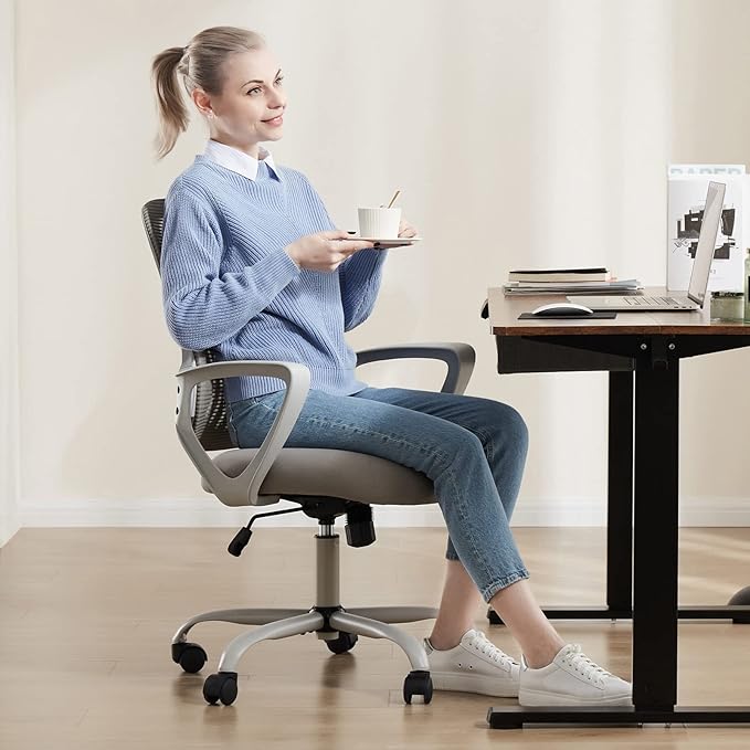 Sweetcrispy Ergonomic Mid-Back Mesh Home Office Desk Chair