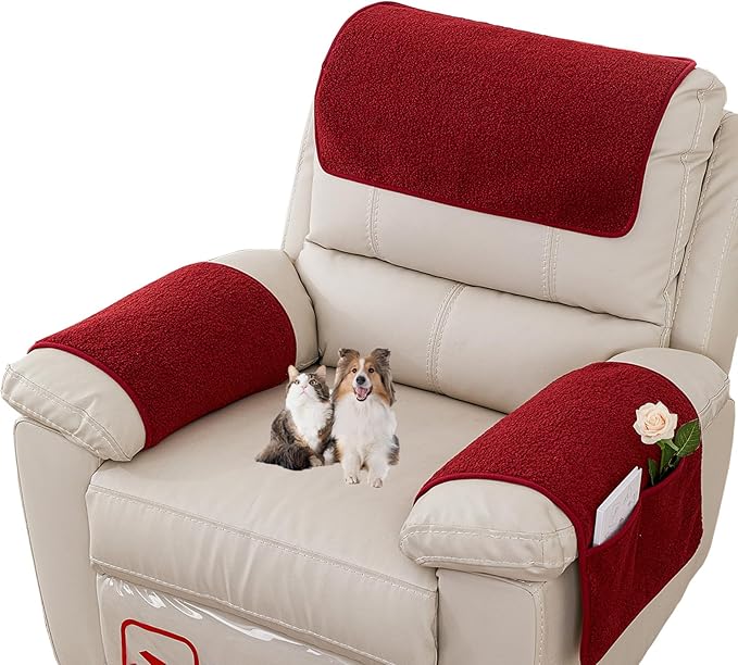 Armrest Covers - Arm Chair Covers Set of 3 Recliner Chair Covers,