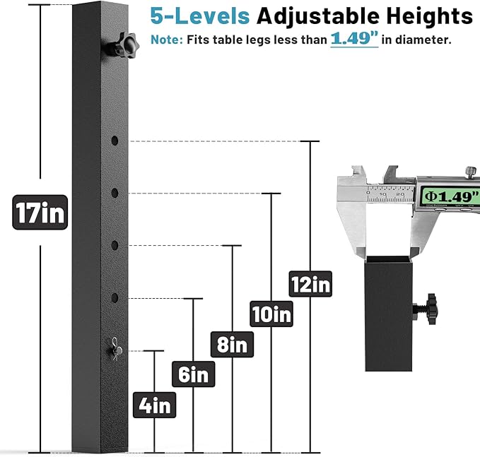 4-Pack Adjustable Folding Table Legs Extension, Heavy-Duty Steel Square