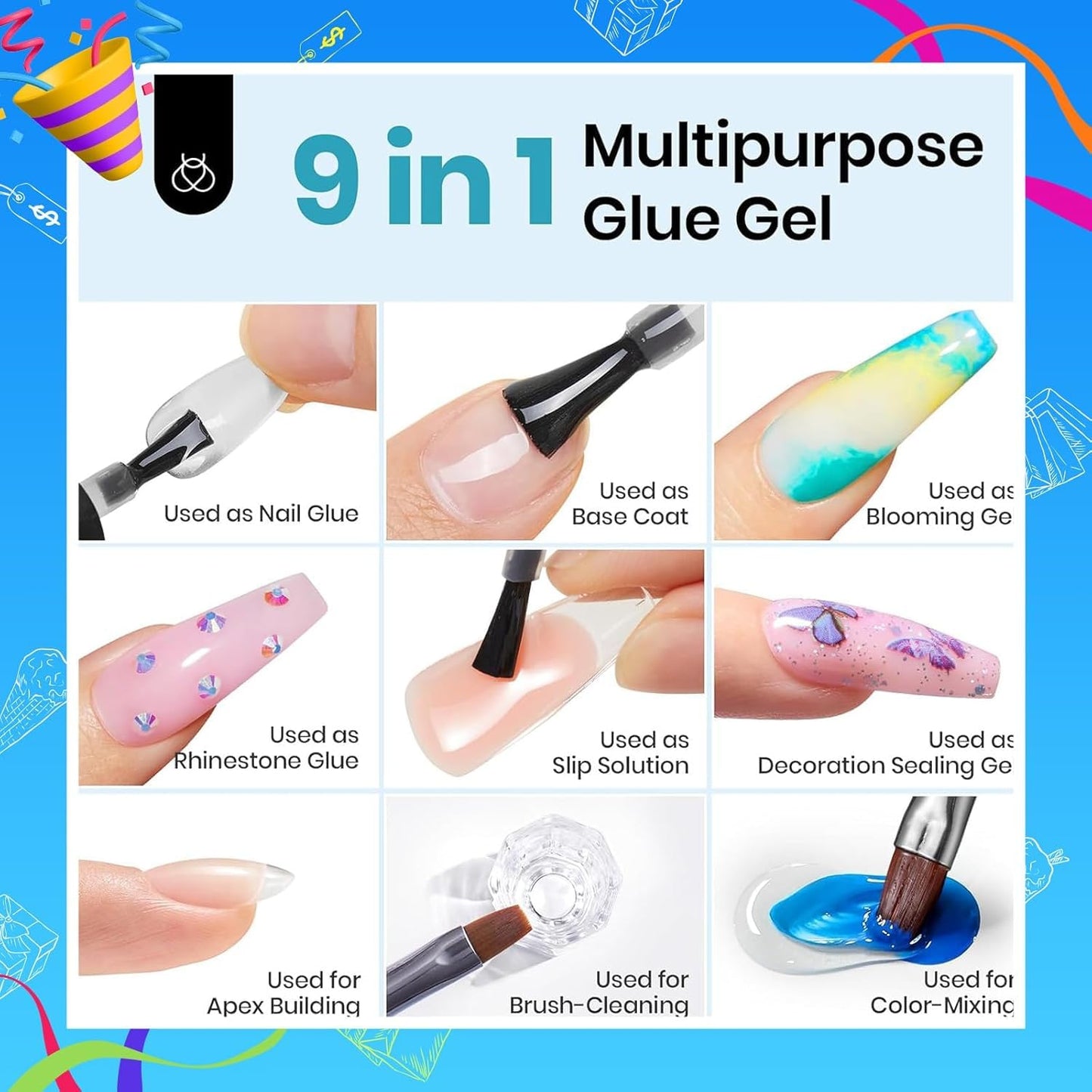 Beetles Gel Nail Extension Kit Almond Shape, Easy 9 in 1 Glue Uv Led Set Etch X Nail Tips Short Almond Half Matte Tips, Gift for Women & Girls, 504 pcs