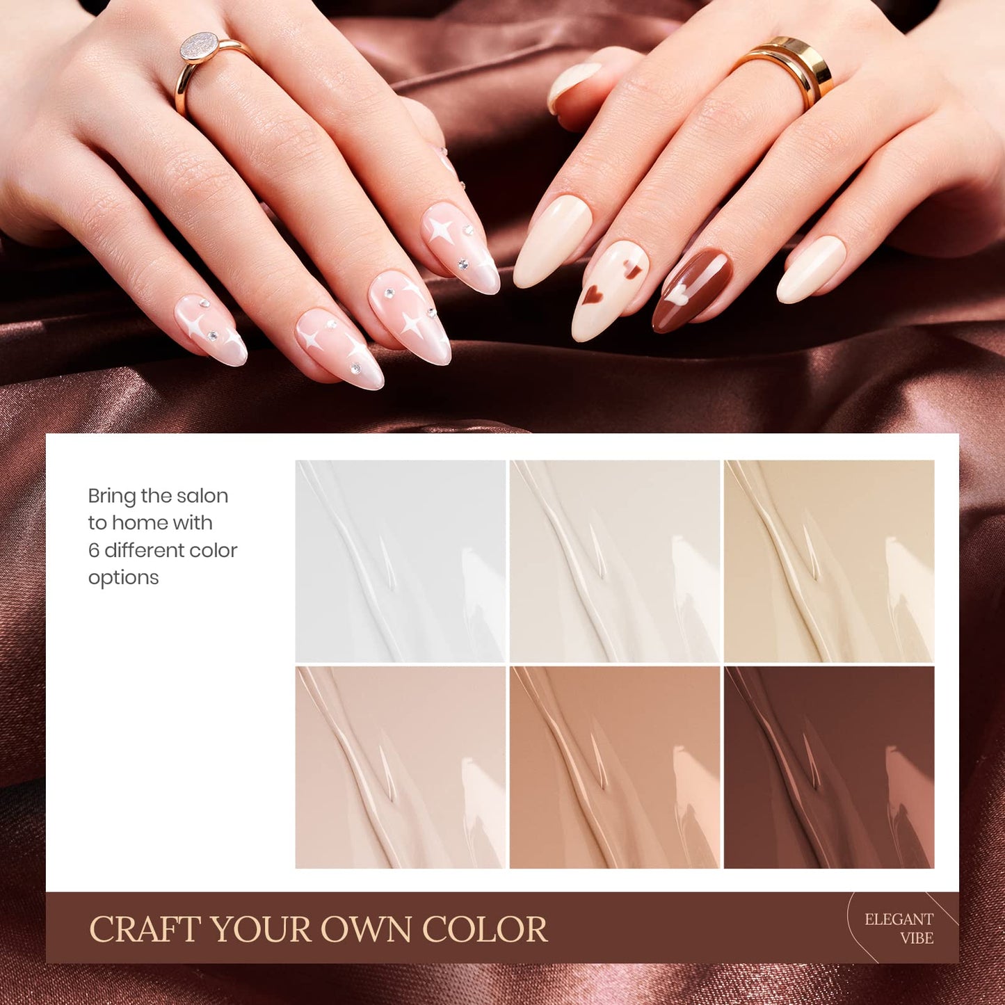 Beetles Jelly Gel Nail Polish Set, 6 Colors Milky White Nude Pink Brown Sheer Gel Polish Kit Nail Concealer Translucent Effect Soak Off Uv French Nail Art Gift for Women Ultimate Monochrome Collection