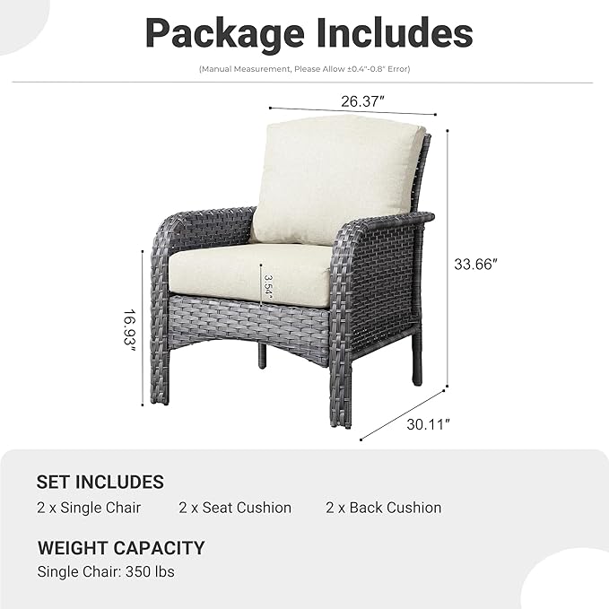 ovios 2-Piece Patio Furniture Set, Outdoor Wicker Sofa