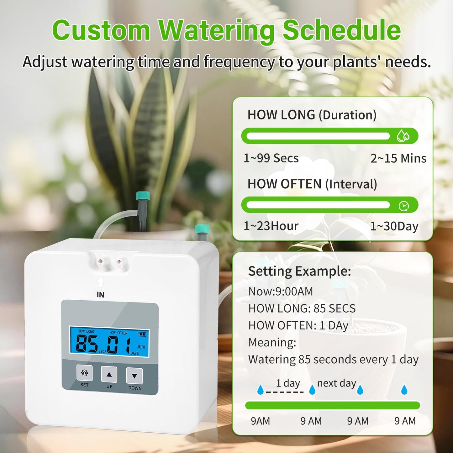 Automatic Plant Watering System for Small Indoor Plants, Programmable Drip Irrigation Kit for Up to 10 Pots, Self Watering System for Home & Balcony (Indoor Use Only)