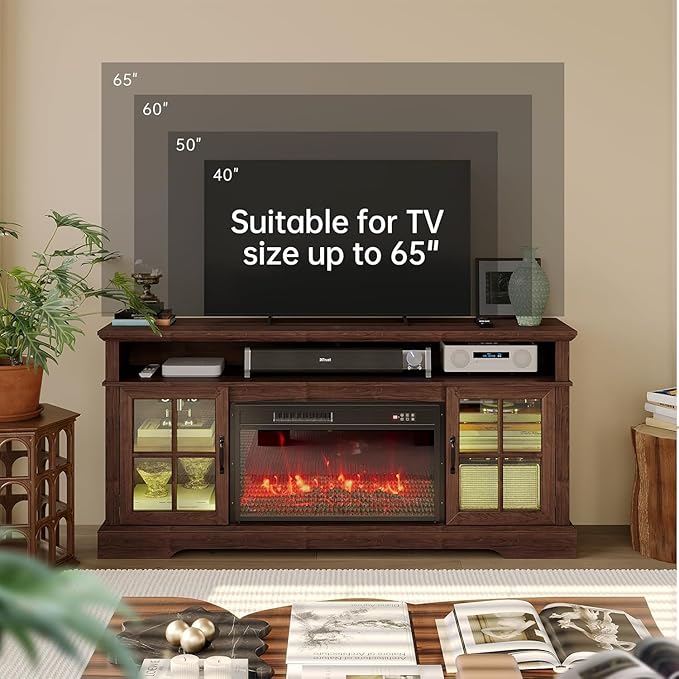 58" Fireplace TV Stand, Modern Entertainment Center