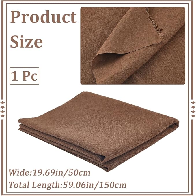 59.06 Inch Coffee Brown Needlework Fabric Natural Cotton Linen Cloth Quilting