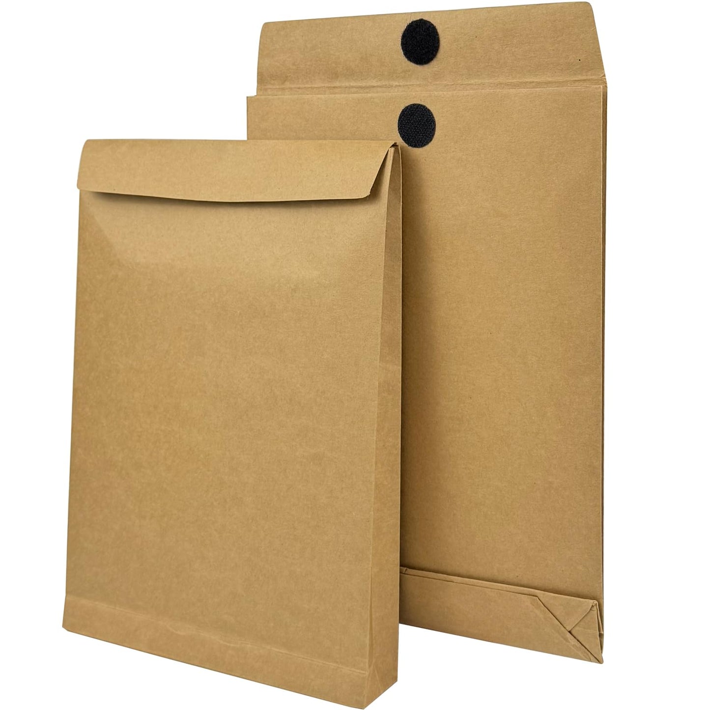 Neehows 15 Pack Expandable Large Kraft Envelopes, 9.3" x 13" Big Mailing Envelopes Hook-and-Loop Closure Anti Tear Catalog Envelopes for Business Office Paper Documents File Storage - Brown