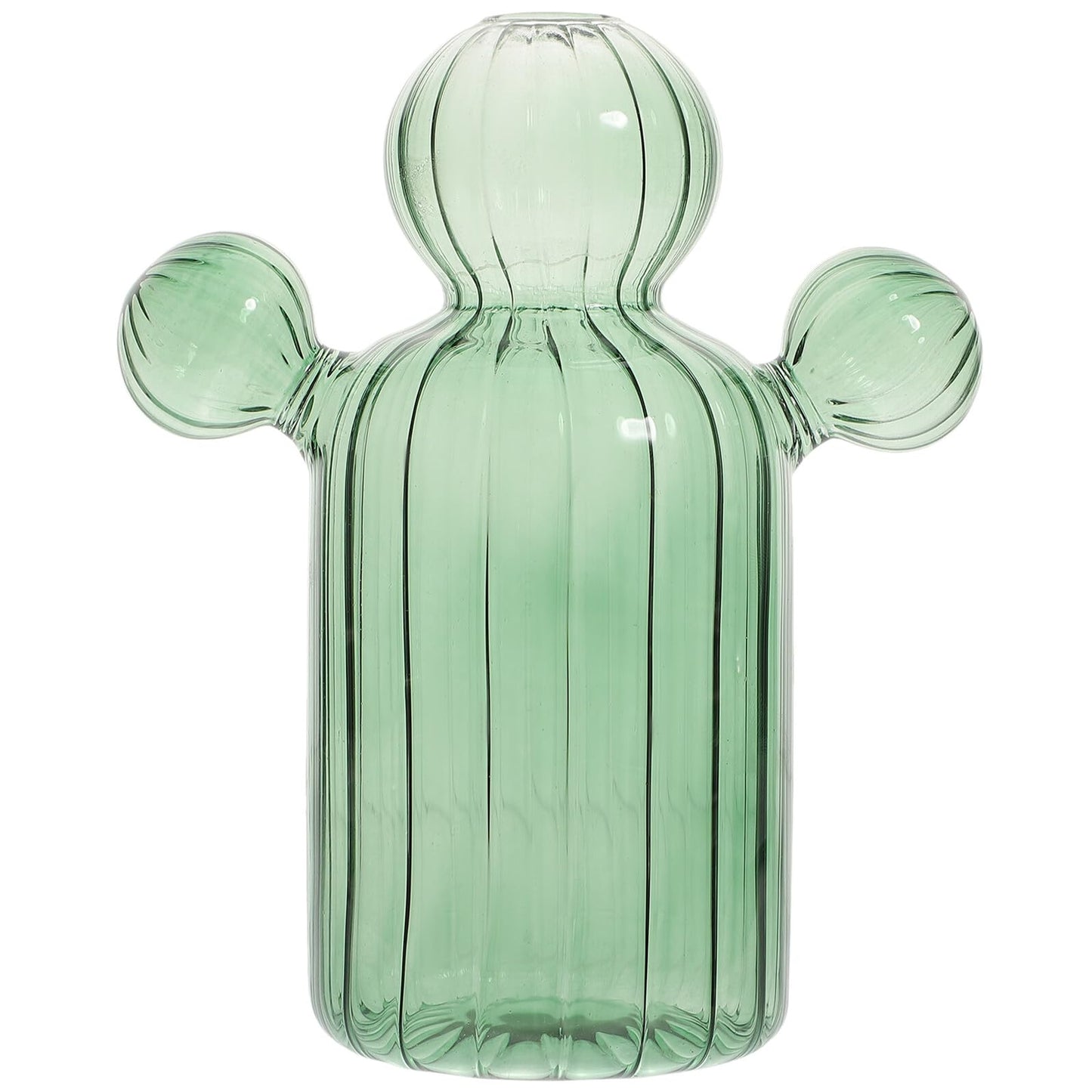 SUPVOX Cactus Shaped Glass Vase Green Tabletop Hydroponic Terrarium Jar Decorative Home Décor Ornament for Succulent Plants