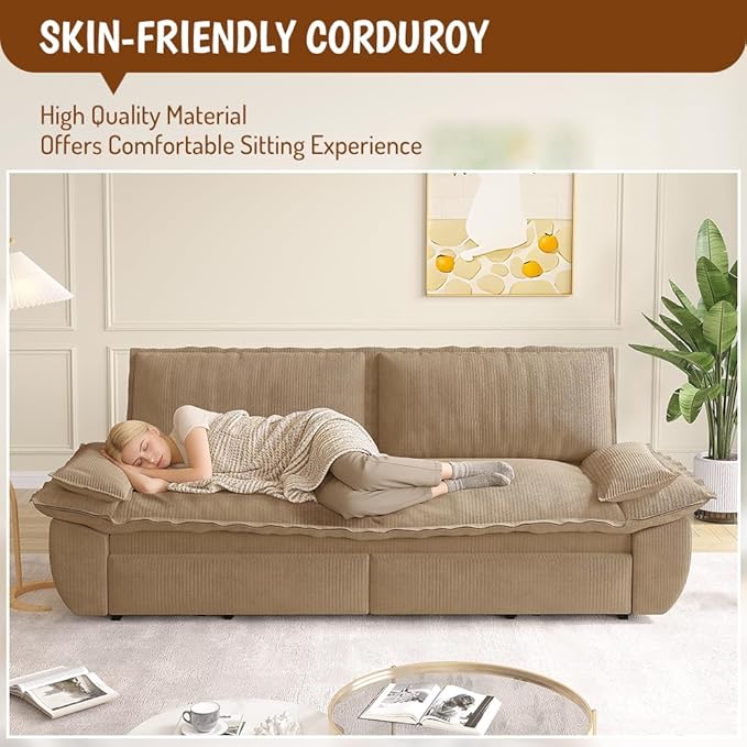 KEIKI 73.2" Luxury Queen Sleeper Sofa Bed, 3-in-1 Convertible Pull Out Couch
