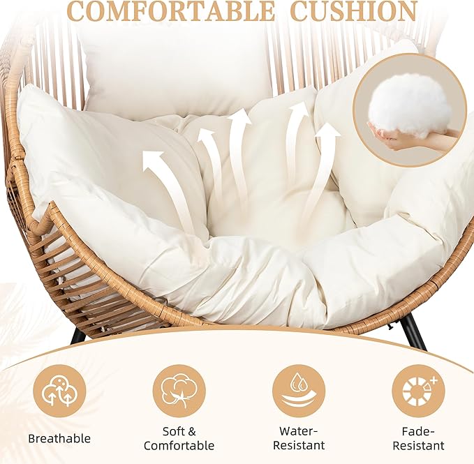 Vongrasig Wicker Egg Chair PE Rattan Rocking Chair