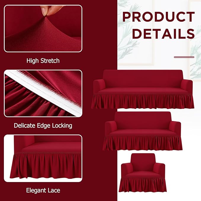 Fanfanwin 3 Pcs Sofa Slipcover Set