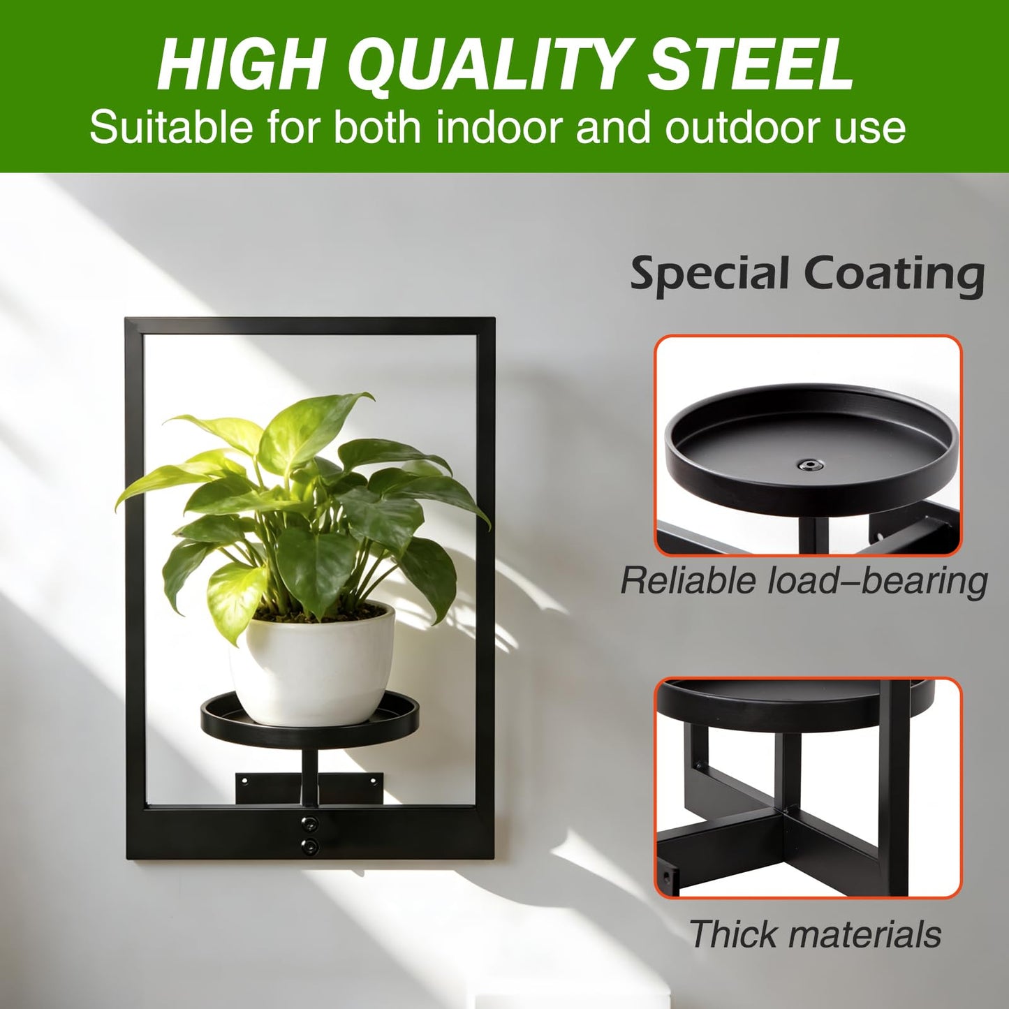 bbteroiu Picture Frame Wall Planters Set of 3, Modern Metal Hanging Shelves for Plants, Rustproof Wall Mount Flower Pot Holder for Indoor Outdoor, Decorative Plant Stand for Living Room Patio, Gold