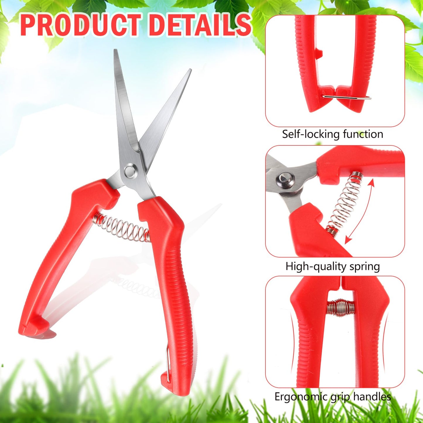 Lasnten 20 Pcs Bud Trimming Scissors Bulk 7.2 Inch Pruning Shears Garden Scissors for Precise Cut Bonsai Gardening Hand Pruner with Straight Stainless Steel Blade Pruning Snip for Flower Plant(Red)