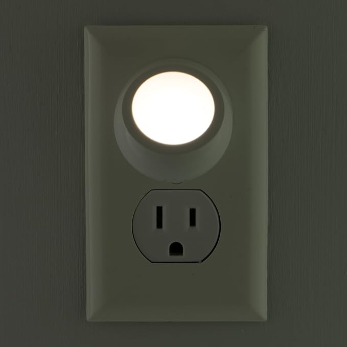 GE Rotating Plug in Night Light, Home Decor, Apartment Essentials, LED Lights for Bedroom, Ambient Lighting, Dusk to Dawn Sensor, Nightlight, Bathroom, Dorm Room, 2 Pack 31533