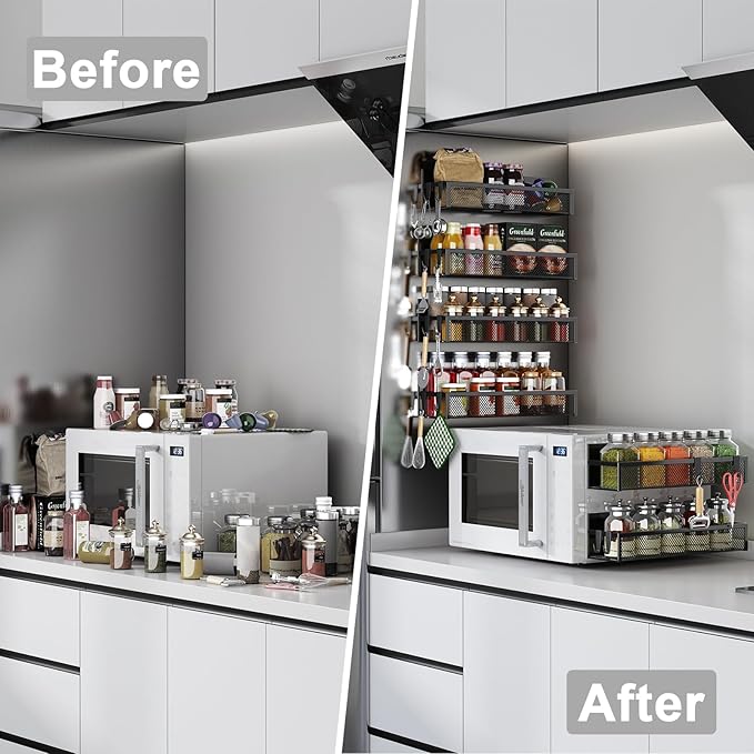Aufworld Magnetic Spice Rack for Refrigerator, 6 Pack Magnetic Shelf, Fridge