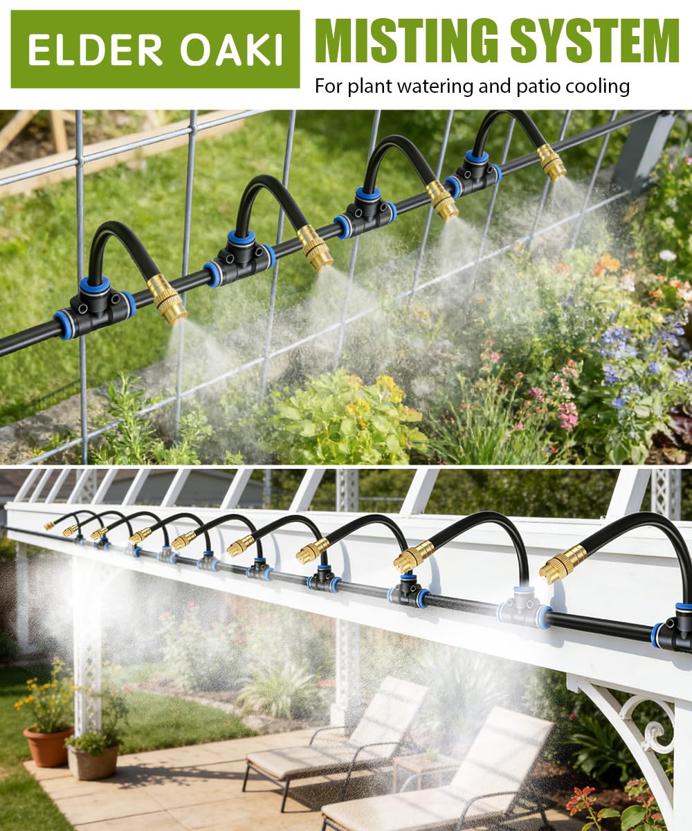 80FT Easy-Snap Garden Irrigation System for Raised Beds & Greenhouses, Upgraded 8mm (5/16") High-Flow PE Tubing with 30 Bendable 360° Copper Nozzles, Quick-Connect Plant Watering Kit (Not 1/4" Tube)