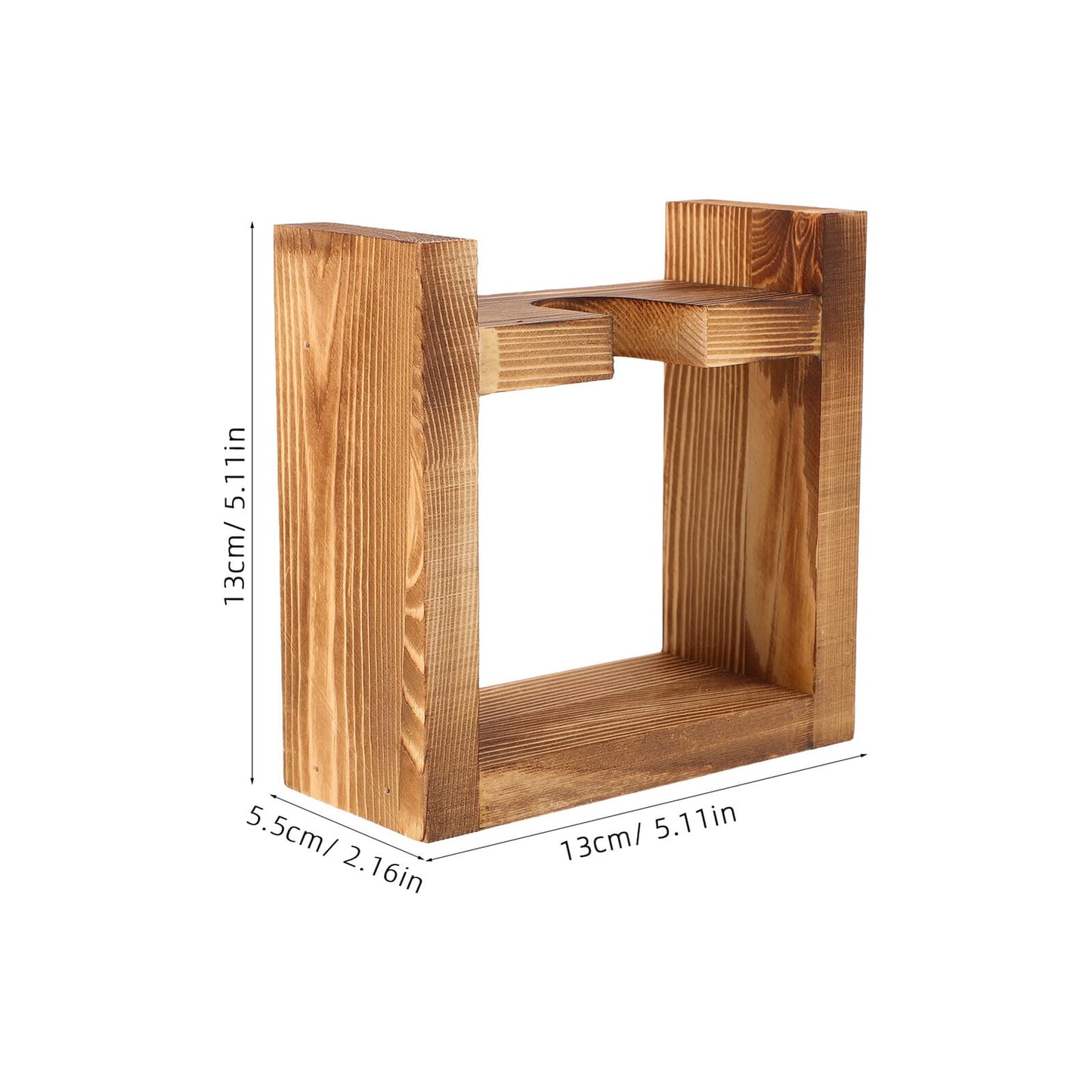 DIYEAH Wooden Plant Stand with Hydroponic Glass Vase, Desktop Water Propagation Planter for Home Office, Modern Vintage Terrarium Flower Pot Display
