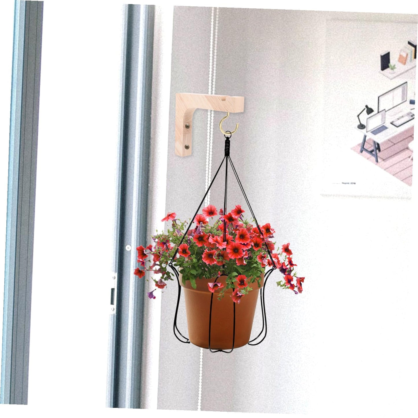 TOYANDONA Wooden Hanging Plant Hooks 2pcs Indoor Wall Plant Hangers Heavy Duty Natural Wood Flowerpot Holders for Indoor Outdoor Garden Wall-Mounted Hanger Brackets