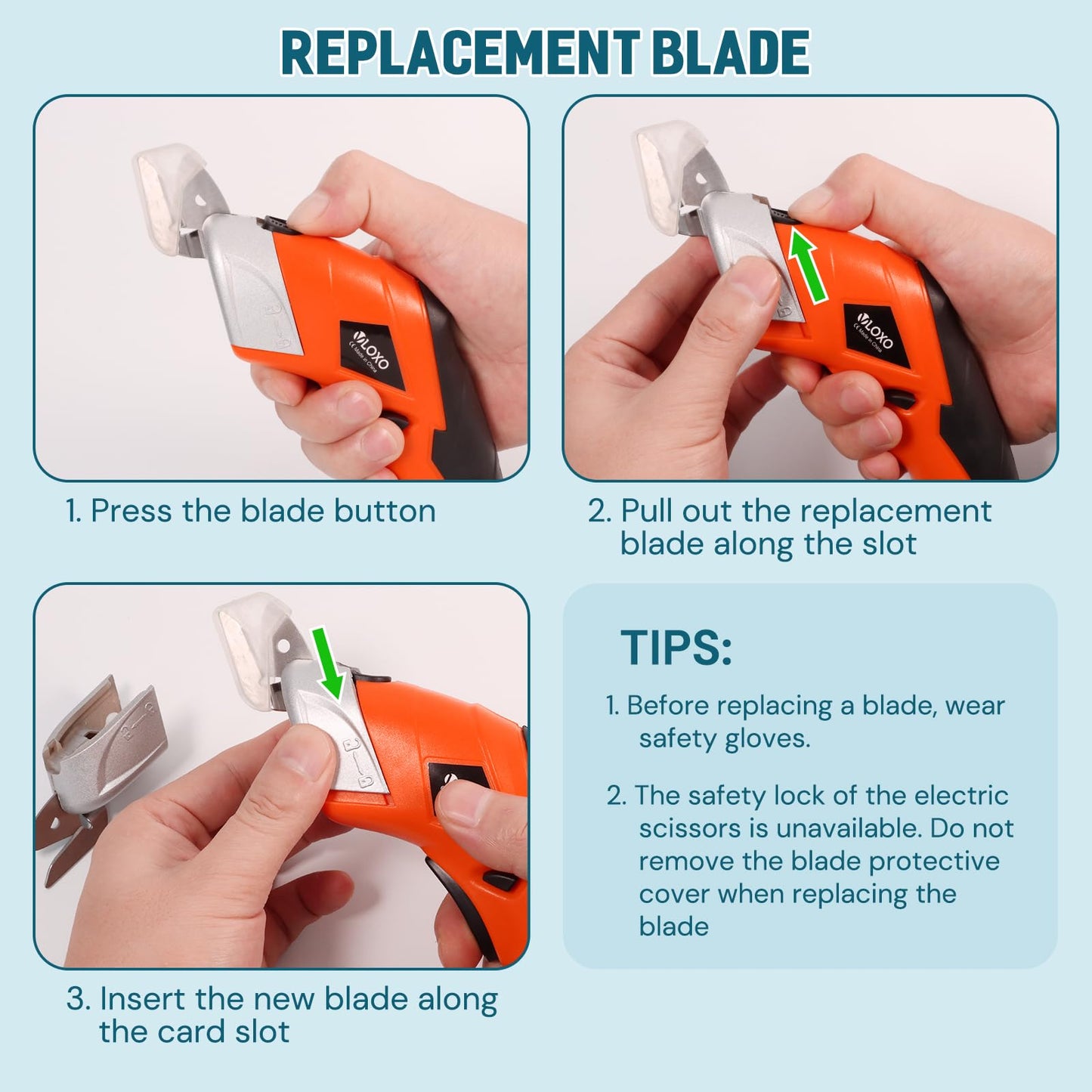 VLOXO Cordless Electric Scissors, Cardboard Cutter Super Scissors Box Cutter with Blades Rechargeable Powerful Fabric Tool for Crafts Leather Carpet Plastic Felt Include Case Orange CS4001