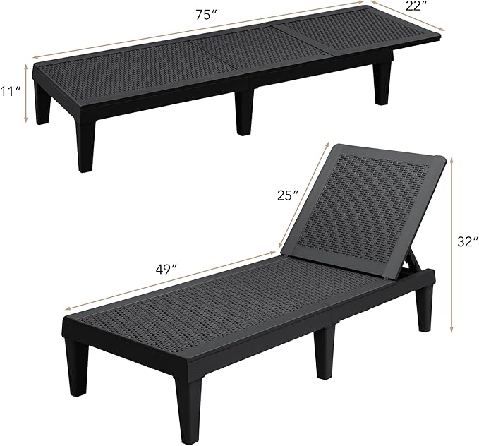 Devoko Outdoor Chaise Lounge Chair Set of 2
