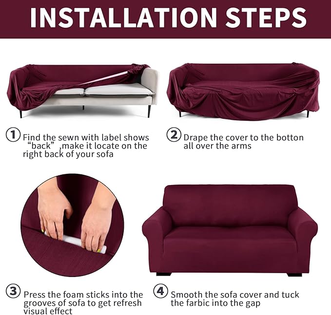 Peryiter 2 Pcs Sofa Covers Couch and Loveseat Covers Set Stretch Sofa Slipcover