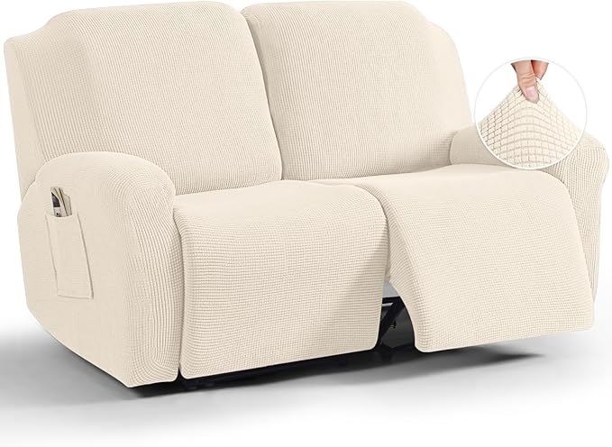 TAOCOCO Recliner Loveseat Slipcover, 6 Pieces Dual Recliner Sofa Covers