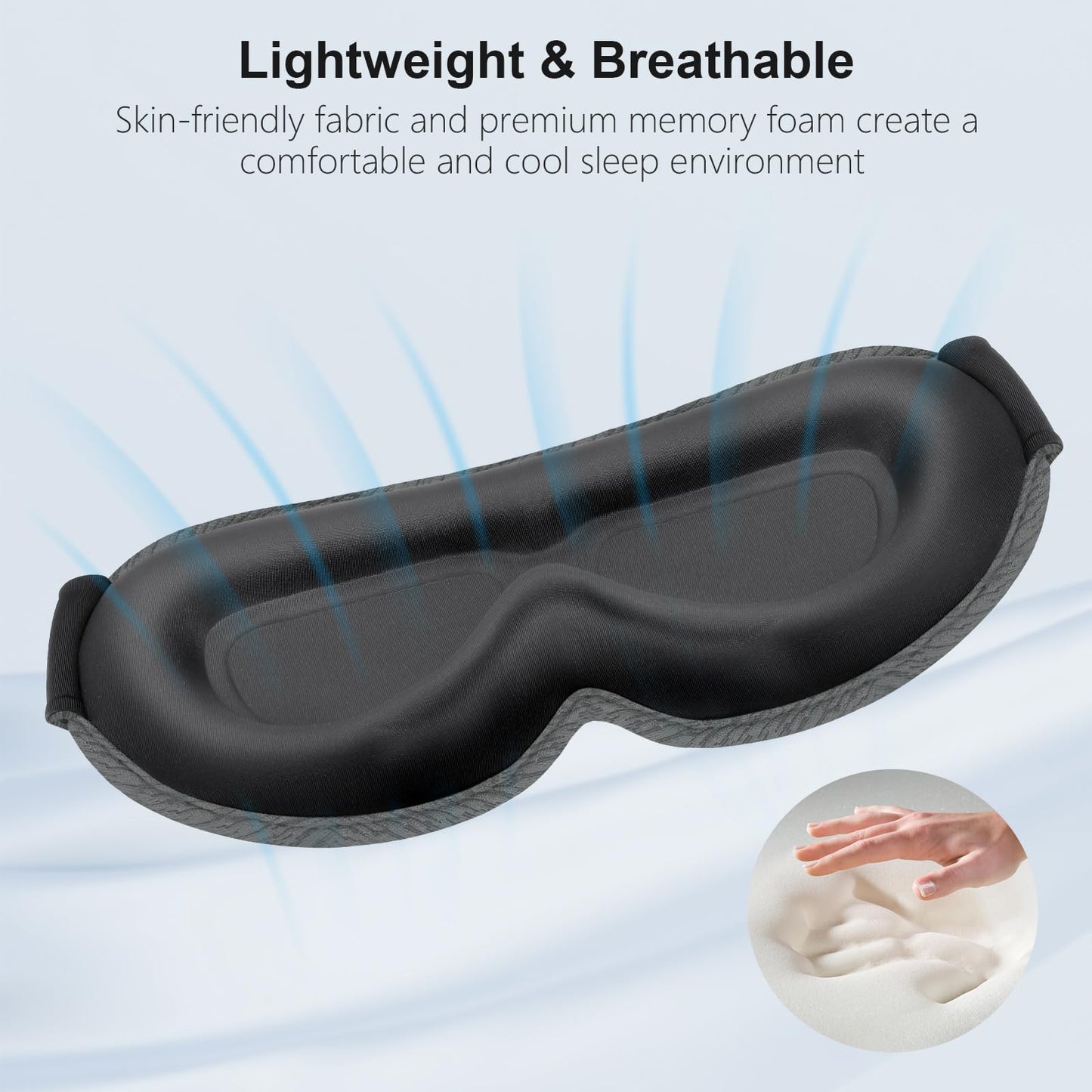 Gritin 100% Blackout Sleep Eye Mask for Women Men, Zero Pressure Sleeping Mask - Ergonomic Design 3D Cutout Eye Movement and Eyelash Friendly Night Blindfold, Ultra Soft Comfortable for Sleeping