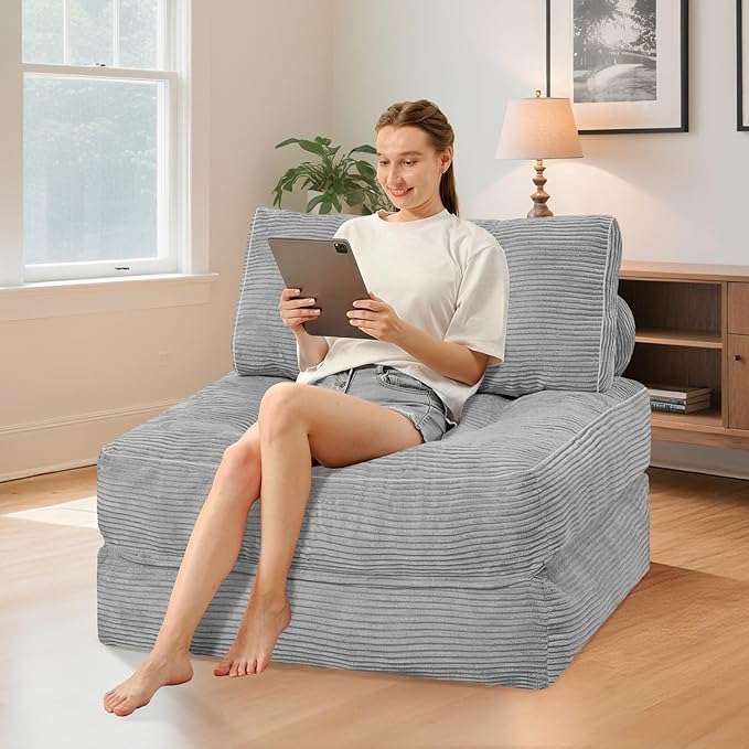 HABUTWAY Folding Sofa Bed, Convertible Sleeper Chair Bed w/Dual-Pillow & Handle