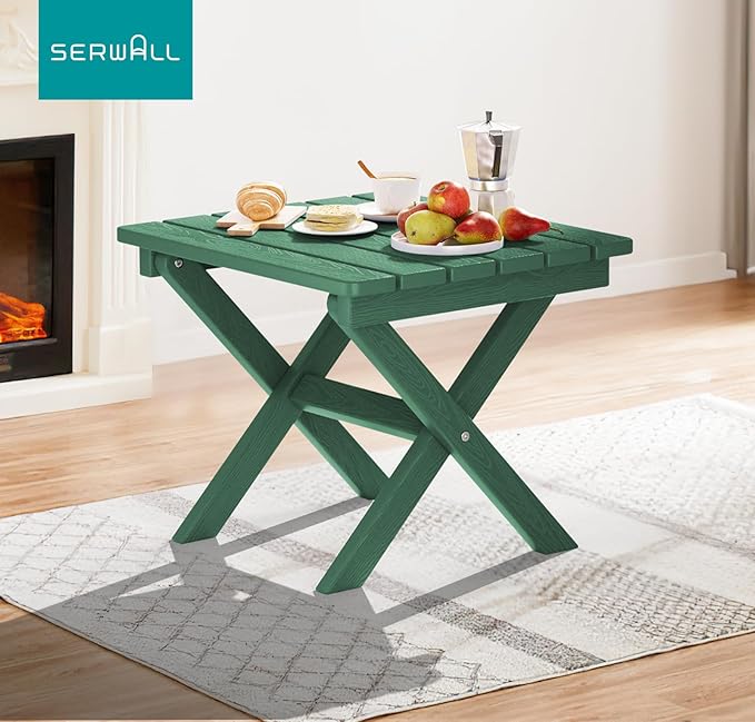 SERWALL Folding Outdoor Side Table Set of 2, Portable Adirondack Side Table
