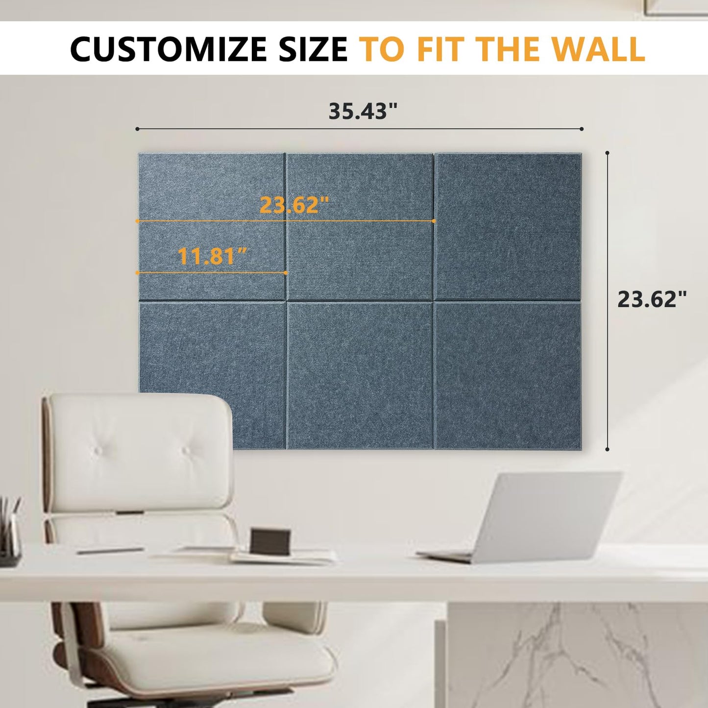 Thick Cork Board Tiles for Wall with Push Pins, Removable 36"x24"x0.47" Bulletin Board Sets, Magrowill 6 Packs Felt Panels Self-Adhesive Pin Board