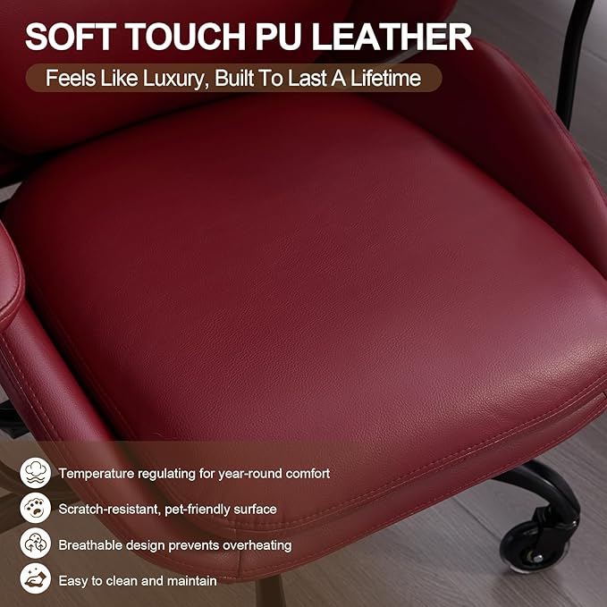 E-Motie Office Chair, Leather Desk Chair