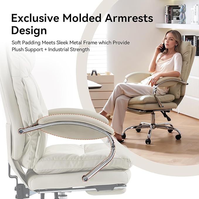 LEAGOO Office Chair with Foot Rest, Ergonomic Executive Office Chair with Arms