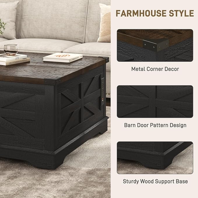Hlivelood 36" Farmhouse Movable Lift Top Coffee Table