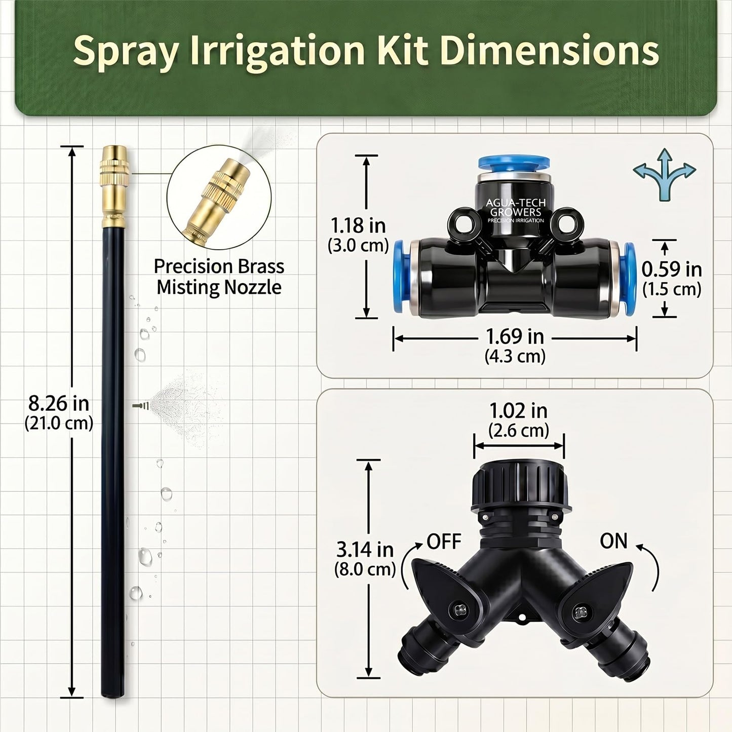 2026-Upgrade 100Ft 1/4" Drip Irrigation System,Garden Watering Kit with 20Pcs 360° Adjustable Copper Nozzles,Automatic Atomizing Sprinkler,DIY for Outdoor,Lawn,Greenhouse,Raised Beds (50FT/14pcs)
