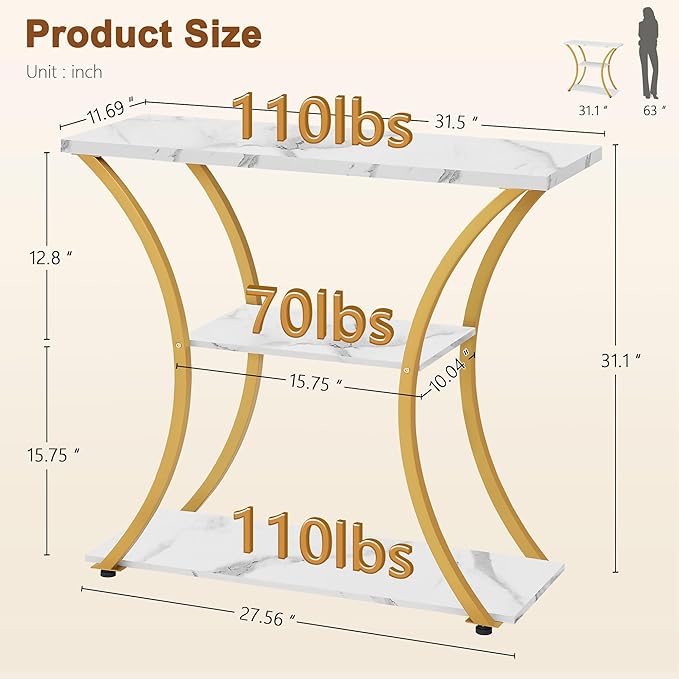 Hoctieon 3 Tier Console Table