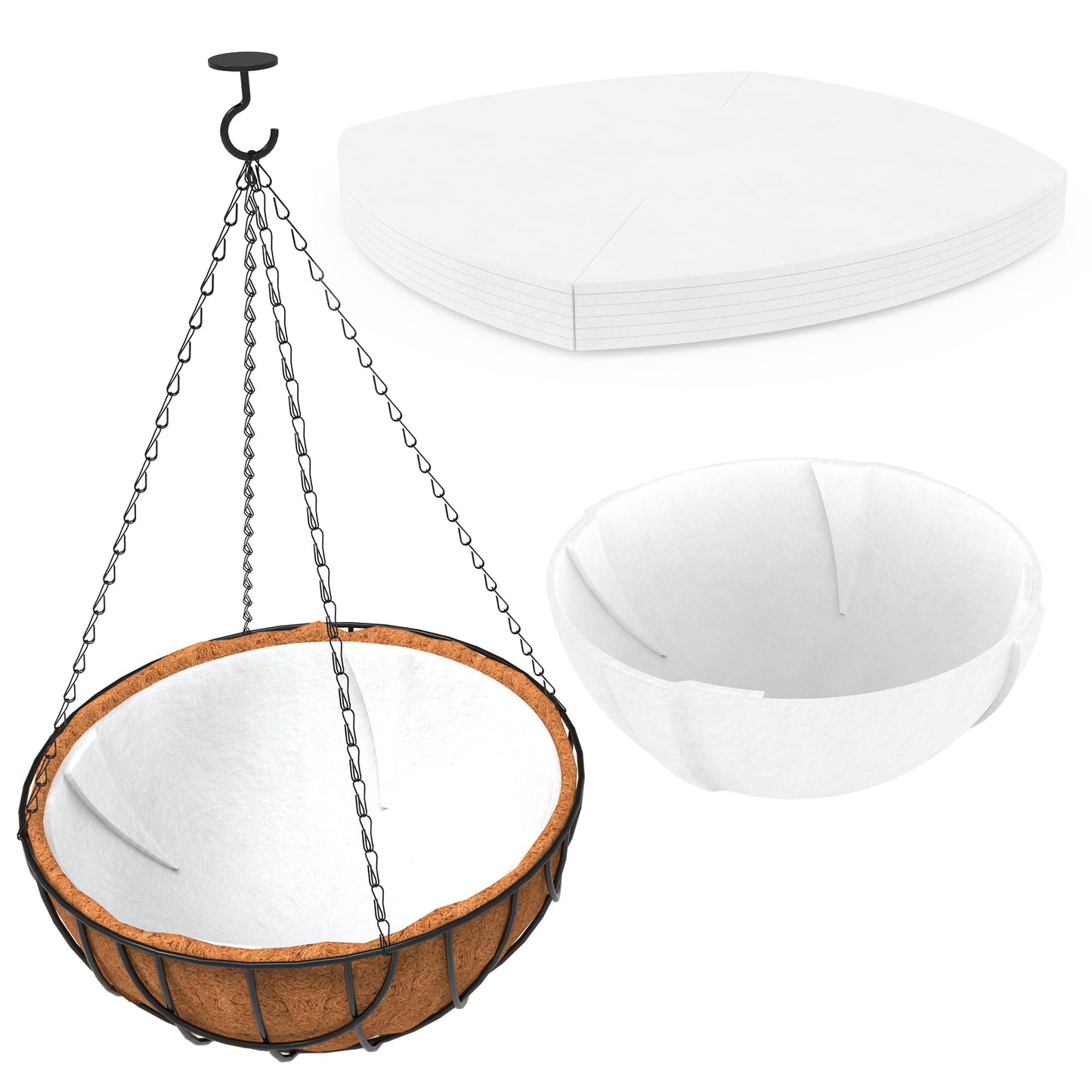 KAWAHAYO 6Pcs Self Watering Hanging Basket Liner Water Storing Liners for Coco Liner Absorb Water Mat, Plant Pot Auto Watering Device, M- fits 14" Coco Liner