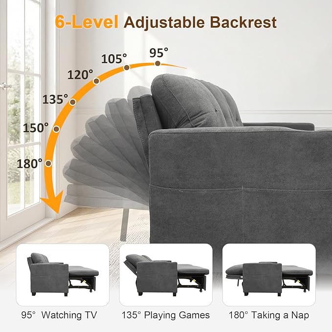 82" L Shaped Sleeper Sofa Bed, Pull Out Sectional Couch