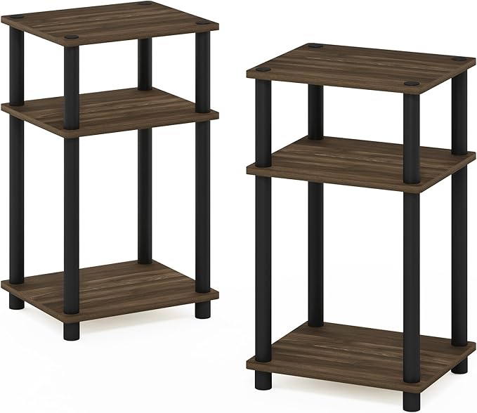 Furinno JUST Night Stand Set of 2, 3-Tier Turn-N-Tube Nightstand, Toolless