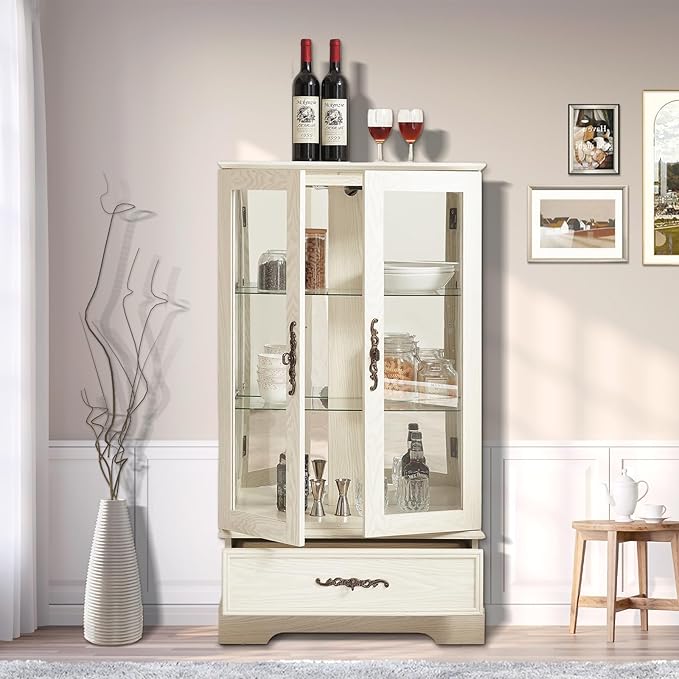 Lighted Glass Curio Display Cabinet