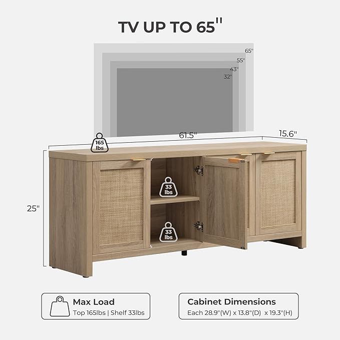 SICOTAS TV Stand for Living Room Boho Entertainment Center for Bedroom
